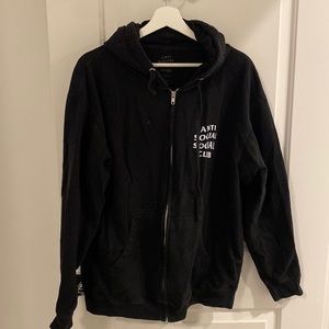 Anti social club zipper hoodie